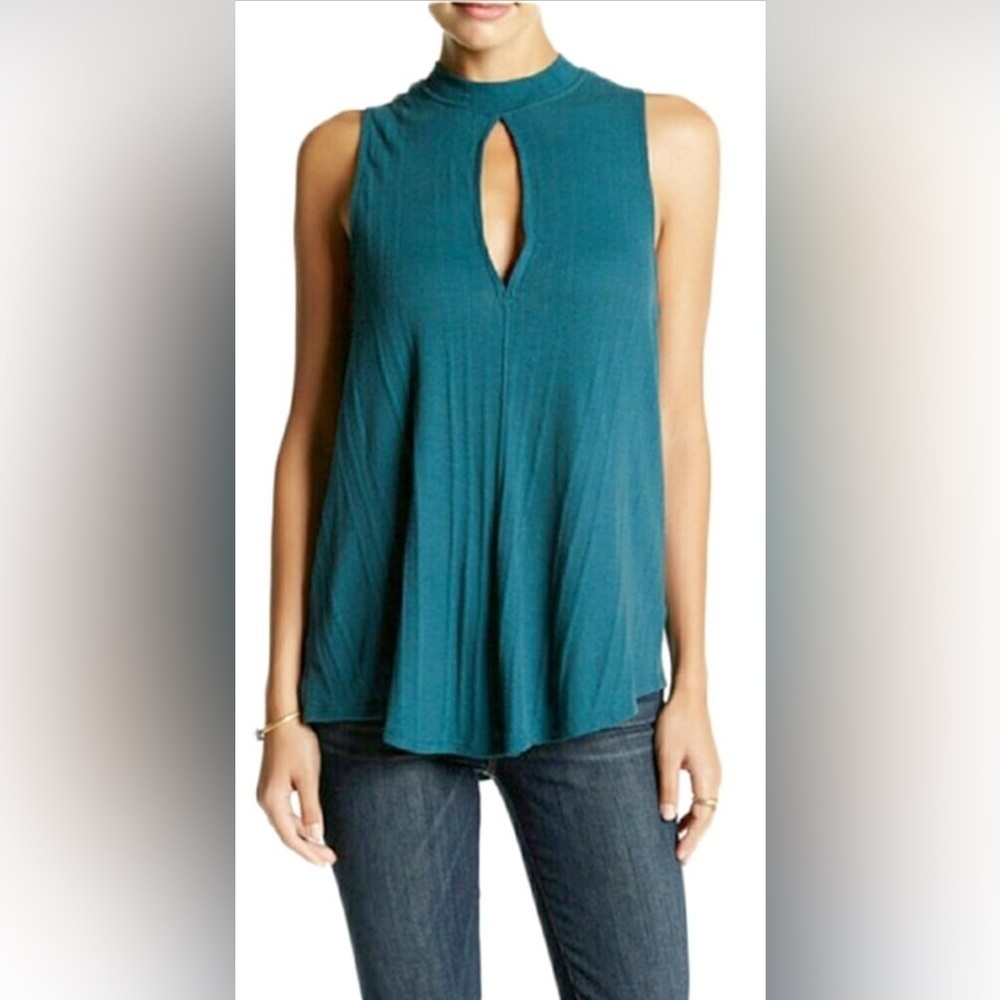 Free People Women's Faye turquoise Ribbed Tank Top Size S